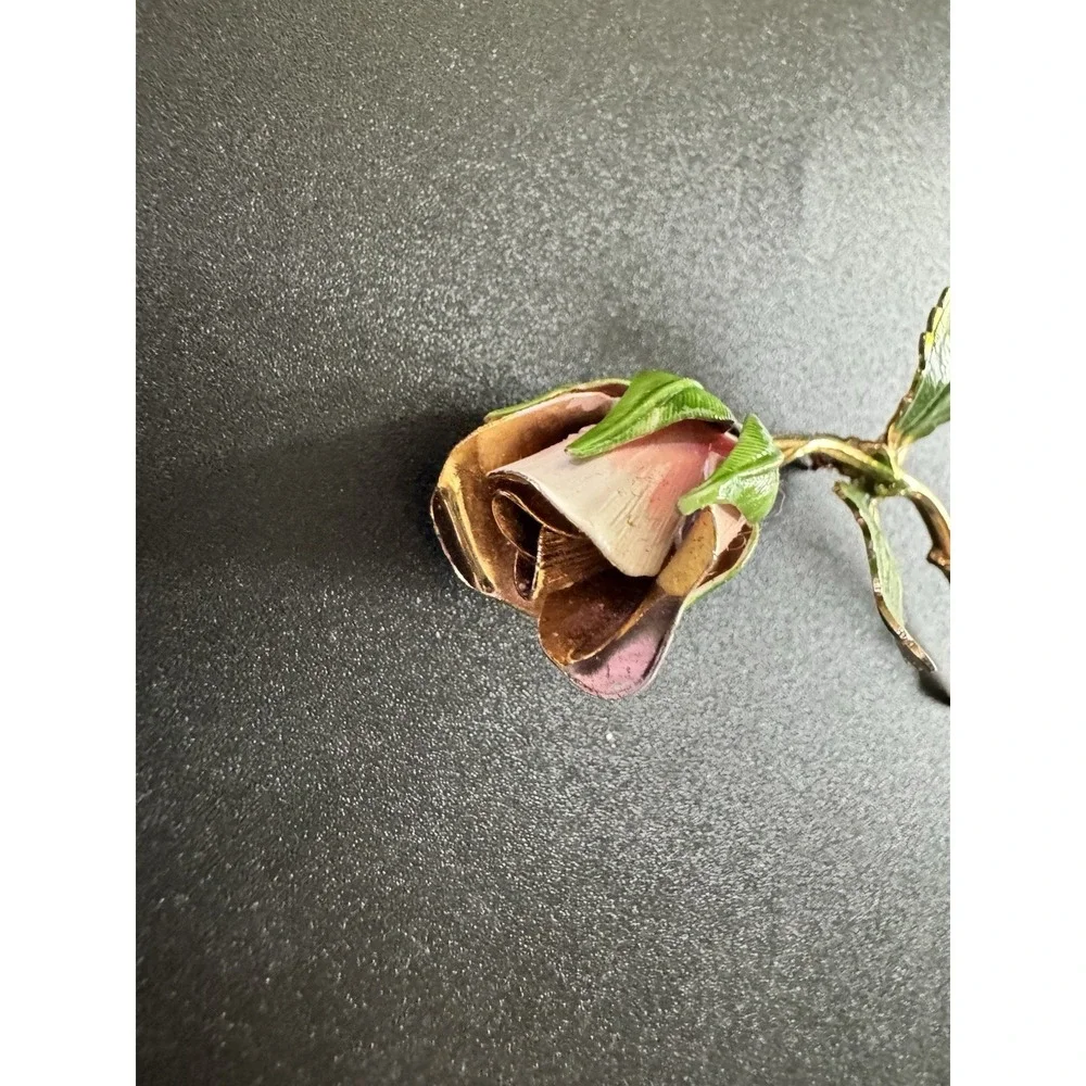 Vintage Giovanni Antonio Cerrito‎ Rose Brooch with Gold Tone on Edges
